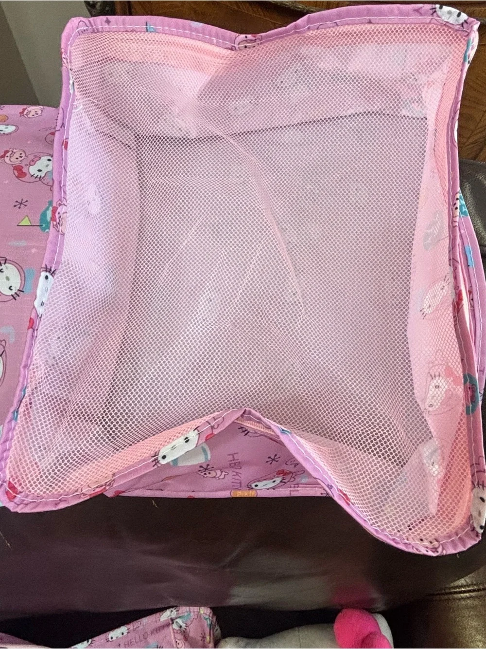 Hello Kitty Pink Mesh storage Bags with Character Print